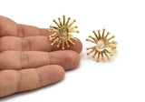 Gold Ring Setting, Gold Plated Brass Adjustable Ring With 1 Stone Settings - Pad Size 6mm N1282