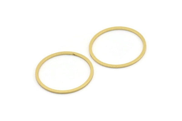 28mm Circle Connector, 12 Raw Brass Circle Connectors (28x1.3x1mm) A3783