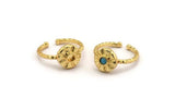 Gold Ring Settings, Gold Plated Brass Flower Ring With 1 Stone Setting - Pad Size 3mm N1123
