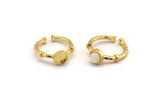 Gold Ring Setting, Gold Plated Brass Round Ring With 1 Stone Setting - Pad Size 6mm N1562