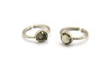 Silver Ring Settings, 2 Antique Silver Plated Brass Adjustable 3 Claw Ring - Ring Stone Setting - Pad Size 6mm N1299