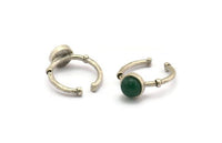Silver Ring Settings, 2 Antique Silver Plated Brass Round Ring With 1 Stone Setting - Pad Size 8mm N1564