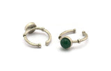Silver Ring Settings, 2 Antique Silver Plated Brass Round Ring With 1 Stone Setting - Pad Size 8mm N1564