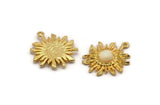 Gold Sun Charm, 2 Gold Plated Brass Sunshine Charm Earrings With 1 Loop, Findings, Pendants (25mm) N0809