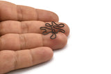 Black Leaf Charm, 12 Oxidized Black Plated Brass Leaf Connectors Without Hole, Pendants, Findings (26x21x0.60mm) D0776 S519
