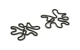 Black Leaf Charm, 12 Oxidized Black Plated Brass Leaf Connectors Without Hole, Pendants, Findings (26x21x0.60mm) D0776 S519