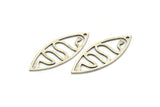 Silver Marquise Charm, 6 Antique Silver Plated Brass Snake Patterned Oval Shaped Charms With 1 Hole (39x15x0.80mm) A4998