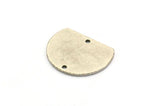 Semi Circle Charm, 6 Antique Silver Plated Brass Half Moon Charms With 2 Holes, Connectors (18x14x0.80mm) A3077