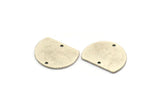 Semi Circle Charm, 6 Antique Silver Plated Brass Half Moon Charms With 2 Holes, Connectors (18x14x0.80mm) A3077