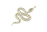 Silver Snake Charm, 4 Antique Silver Plated Brass Snake Pendants With 1 Loop, Charms, Findings (55x31x0.60mm) A3236 H1062