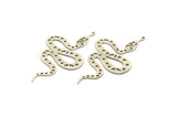 Silver Snake Charm, 4 Antique Silver Plated Brass Snake Pendants With 1 Loop, Charms, Findings (55x31x0.60mm) A3236 H1062