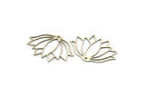 Silver Flower Charm, 8 Antique Silver Plated Brass Lotus Flower Charms With 1 Hole, Findings (34x23x0.60mm) A3959 H0987
