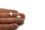 Silver Pole Star Charm, 24 Antique Silver Plated Brass, Silver Charms, Silver Pole Star Charms With 1 Loop (19x18x0.60mm) A4108 H0335