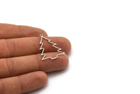 Silver Tree Charm, 12 Antique Silver Plated Brass Tree Charms With 1 Loop, Pendant, Findings (30x23x0.80mm) A5354 Q0157