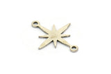 Silver Pole Star Charm, 24 Antique Silver Plated Brass, Silver Charms, Silver Pole Star Charms With 2 Loops, Connectors (19x15x0.60mm) A4107