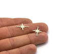 Silver Pole Star Charm, 24 Antique Silver Plated Brass, Silver Charms, Silver Pole Star Charms With 2 Loops, Connectors (19x15x0.60mm) A4107