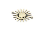 Silver Sun Charm, 12 Antique Silver Plated Brass Moon And Sun Charms With 2 Loops, Connectors (24x20x0.60mm) A3198 H0834