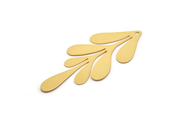 Gold Leaf Charm, Gold Plated Brass Leaf Charm With 1 Hole, Charm Pendants (63x27x0.60mm) A3151 H0858