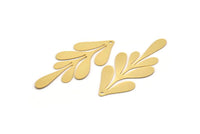 Gold Leaf Charm, Gold Plated Brass Leaf Charm With 1 Hole, Charm Pendants (63x27x0.60mm) A3151 H0858