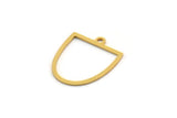 Gold D Shaped Charm, 12 Gold Plated Brass D Shaped Charms With 1 Loop, Earrings, Findings (18x15x0.60mm) A4424