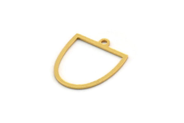 Gold D Shaped Charm, 12 Gold Plated Brass D Shaped Charms With 1 Loop, Earrings, Findings (18x15x0.60mm) A4424