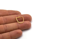 Gold D Shaped Charm, 12 Gold Plated Brass D Shaped Charms With 1 Loop, Earrings, Findings (18x15x0.60mm) A4424