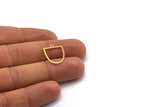 Gold D Shaped Charm, 12 Gold Plated Brass D Shaped Charms With 1 Loop, Earrings, Findings (18x15x0.60mm) A4424