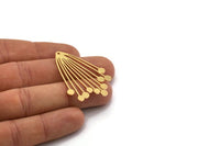 Gold Fringed Charm, 2 Gold Plated Brass Fringed Shaped Charms With 1 Hole (44x33x0.80mm) A4277 H1220