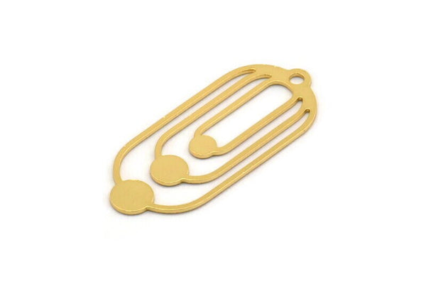 Gold Oval Charm, 4 Gold Plated Brass Oval Charms With 1 Loop, Earring Charms (35x15x0.60mm) A4572