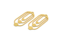 Gold Oval Charm, 4 Gold Plated Brass Oval Charms With 1 Loop, Earring Charms (35x15x0.60mm) A4572