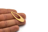 Gold Drop Charm, 4 Gold Plated Brass Drop Charms With 1 Hole, Earrings, Findings (44x16x0.40mm) A4196