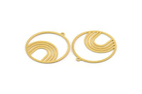 Gold Round Charm, 4 Gold Plated Brass Rainbow Patterned Round Shaped Charms With 1 Loop, Findings (33x31x0.60mm) A5172 H0933