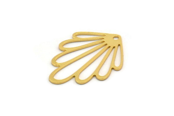 Gold Leaf Charm, 6 Gold Plated Brass Leaf Charms With 1 Hole, Charm Pendants (27.5x20x0.60mm) A5047 H0196