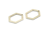 Hexagon Choker Charm, 4 Antique Silver Plated Brass Black Hexagon Charms With 1 Hole, Pendants, Findings (26.5x19x1mm) E018