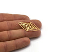 Gold Marquise Charm, 4 Gold Plated Brass Marquise Charms With 2 Holes, Connectors (39x20.5x0.60mm) A4488