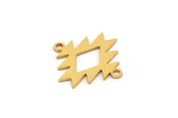 Gold Ethnic Charm, 8 Gold Plated Brass Ethnic Motif Charms With 2 Loops, Earring Charms, Connectors (18x18x0.60mm) A3392