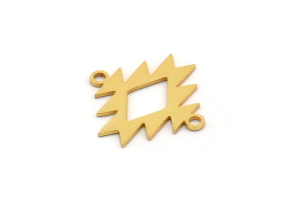 Gold Ethnic Charm, 8 Gold Plated Brass Ethnic Motif Charms With 2 Loops, Earring Charms, Connectors (18x18x0.60mm) A3392