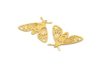 Gold Butterfly Charm, 2 Gold Plated Brass Butterfly Charms With 1 Loop, Earring Findings (26x35x0.60mm) A3838 H0970