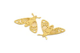 Gold Butterfly Charm, 2 Gold Plated Brass Butterfly Charms With 1 Loop, Earring Findings (26x35x0.60mm) A3838 H0970