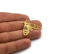 Gold Butterfly Charm, 2 Gold Plated Brass Butterfly Charms With 1 Loop, Earring Findings (26x35x0.60mm) A3838 H0970