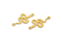 Gold Snake Charm, 12 Gold Plated Brass Snake Shaped Charms With 2 Loops, Pendants, Connector Findings (21x11x0.60mm) A4086