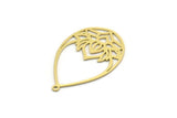 Brass Drop Charm, 4 Raw Brass Lotus Flower Charms With 1 Loop, Findings (35x22x0.60mm) SMP0158 A5781