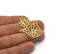 Brass Hand Charm, 2 Raw Brass Hand Shaped Charms, Earrings, Findings (44x35x0.60mm) SMP0167 A2644