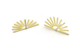 Brass Sun Earring, 8 Raw Brass Sun Stud Earrings (30x16x0.80mm) M02309 A3868