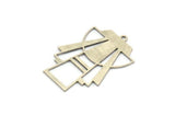 Silver Triangle Charm, 4 Antique Silver Plated Brass Triangle Shaped Charms With 1 Loop (34x24x0.60mm) A4991