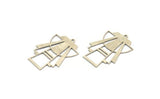 Silver Triangle Charm, 4 Antique Silver Plated Brass Triangle Shaped Charms With 1 Loop (34x24x0.60mm) A4991