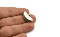Silver Half Moon Crimp, 6 Antique Silver Plated Brass Ribbon Crimp Ends With 1 Loop, Findings (25x14.5mm) E102