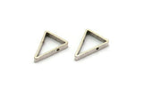 Silver Triangle Charm, 8 Antique Silver Plated Brass Triangles with 2 Holes (16.5x12x2.5mm) E187