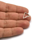 Silver Triangle Charm, 8 Antique Silver Plated Brass Triangles with 2 Holes (16.5x12x2.5mm) E187