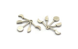 Moon Phases Earring, 2 Antique Silver Plated Brass Crescent Earrings With 1 Loop, Pendant Findings (24x27x2mm) E235